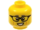 Part No: 3626pb2534  Name: Minifigure, Head Gray Eyebrows and Stubble, Medium Nougat Cheek Lines and Chin Dimple, Black Glasses Pattern