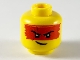 Part No: 3626pb2554  Name: Minifigure, Head Red Headband/Mask, Black Eyebrows with Scar on Right, Lopsided Grin Pattern