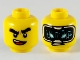 Part No: 3626pb2563  Name: Minifigure, Head Dual Sided Thick Black Eyebrows, Lopsided Open Mouth / HUD with Black Screen, Medium Azure Highlights Pattern