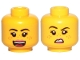 Part No: 3626pb2568  Name: Minifigure, Head Dual Sided Female Black Eyebrows, Medium Nougat Freckles, Dark Pink Lips, Open Mouth Smile / Disgusted Pattern