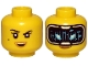 Part No: 3626pb2572  Name: Minifigure, Head Dual Sided Female Black Eyebrows, Beauty Mark, Smile / HUD with Black Screen, Medium Azure Highlights Pattern