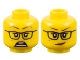 Part No: 3626pb2588  Name: Minifigure, Head Dual Sided Female Reddish Brown Eyebrows, Black Glasses, Nougat Lips, Beauty Mark, Scared / Lopsided Smile Pattern