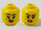 Part No: 3626pb2605  Name: Minifigure, Head Dual Sided Female, Black Eyebrows and Beauty Mark on Right Cheek, Red Lips and Chipped Tooth, Smile / Sneer Pattern