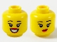 Part No: 3626pb2607  Name: Minifigure, Head Dual Sided Female, Black Eyebrows, Red Lips, Large Smile Showing Teeth / Small Lopsided Grin Pattern