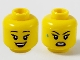 Part No: 3626pb2609  Name: Minifigure, Head Dual Sided Female, Black Eyebrows, Peach Lips, Smile Showing Teeth / Open Mouth with Sweat Drop Pattern