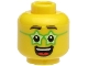 Part No: 3626pb2612  Name: Minifigure, Head Black Eyebrows, Green Glasses Star Shaped, Large Open Mouth Smile with Teeth and Tongue Pattern