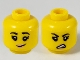 Part No: 3626pb2615  Name: Minifigure, Head Dual Sided Female, Black Eyebrows, Bright Pink Lips, Lopsided Grin / Sneer Pattern