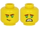 Part No: 3626pb2633  Name: Minifigure, Head Dual Sided Reddish Brown Thick Eyebrows, Green Eyes, Chin Dimple, Lopsided Grin / Scared with Teeth Pattern