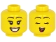 Part No: 3626pb2634  Name: Minifigure, Head Dual Sided Female Black Eyebrows, Metallic Pink Lips, Beauty Mark, Open Mouth Smile with Teeth / Closed Eyes Singing Pattern