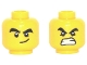 Part No: 3626pb2646 Name: Minifigure, Head Dual Sided Black Thick Eyebrows and Eyes with White Pupils with Smirk / Angry with Bared Teeth Pattern Part No: 3626pb2646 Name: Minifigure, Head Dual Sided Black Thick Eyebrows and Eyes with White Pupils with Smirk / Angry with Bared Teeth Pattern