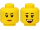 Part No: 3626pb2662  Name: Minifigure, Head Dual Sided Female Black Eyebrows, Freckles, Eyelashes, Nougat Lips, Smile / Open Mouth Smile with Top Teeth and Tongue Pattern