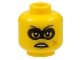 Part No: 3626pb2666  Name: Minifigure, Head Female Black Eye Mask and Eyebrows, Scar and Black Lips Grimace Pattern