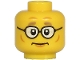 Part No: 3626pb2697  Name: Minifigure, Head Thick Dark Tan Eyebrows, Glasses, Cheek Lines, Dimples, Neutral Pattern