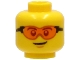 Part No: 3626pb2724  Name: Minifigure, Head Safety Glasses with Orange Lenses and Black Frames, Chin Dimple, Lopsided Grin Pattern