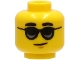 Part No: 3626pb2726  Name: Minifigure, Head Black Thick Eyebrows, Black Sunglasses, Chin Dimple, Lopsided Grin Pattern