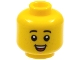 Part No: 3626pb2727  Name: Minifigure, Head Child Black Eyebrows, Nougat Freckles and Chin Dimple, Open Mouth Smile with Top Teeth and Red Tongue Pattern
