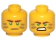 Part No: 3626pb2732  Name: Minifigure, Head Dual Sided Reddish Brown Eyebrows, Green Eyes, Dark Tan Stripes, Scowl / Angry Pattern (Lloyd)