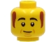 Part No: 3626pb2733  Name: Minifigure, Head Black Thick Eyebrows, Reddish Brown Sideburns, Cheek Lines, Chin Dimple, Lopsided Grin Pattern