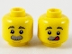 Part No: 3626pb2740  Name: Minifigure, Head Dual Sided Dark Bluish Gray Eyebrows, Light Bluish Gray Bushy Moustache, Neutral / Licking Lips Pattern