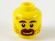 Part No: 3626pb2741  Name: Minifigure, Head Reddish Brown Eyebrows, Goatee, and Stubble, Medium Nougat Scuff Mark, Furrowed Brow, Grin Pattern