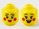 Part No: 3626pb2745  Name: Minifigure, Head Dual Sided Female Black Eyebrows, Eyelashes, Red Lips and Circles on Cheeks, Grin / Open Mouth Smile with Top Teeth and Tongue Pattern