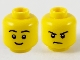 Part No: 3626pb2748  Name: Minifigure, Head Dual Sided Black Eyebrows, Grin / Frown Pattern
