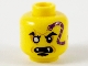Part No: 3626pb2749  Name: Minifigure, Head Dark Purple Snake Tattoo, Gold Right Eye, Open Mouth with Fangs, Black Soul Patch Pattern