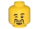Part No: 3626pb2758  Name: Minifigure, Head Black Moustache Fu Manchu, Winking Eye, Laugh Lines Pattern