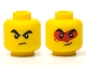 Part No: 3626pb2769  Name: Minifigure, Head Dual Sided Thick Black Eyebrows, Angry / Lopsided Grin with Red Face Paint Pattern