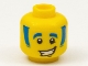 Part No: 3626pb2779  Name: Minifigure, Head Blue Eyebrows and Sideburns with Lopsided Grin with Teeth Pattern