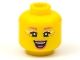Part No: 3626pb2780  Name: Minifigure, Head Female Dark Pink Eyebrows, Freckles, Lips, and Tongue, Light Aqua Eye Shadow, Open Mouth Smile Pattern