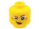 Part No: 3626pb2822  Name: Minifigure, Head Female Magenta Eyebrows, Hearts, and Lips, Light Aqua Eye Shadow, Right Winking Pattern
