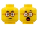 Part No: 3626pb2857  Name: Minifigure, Head Dual Sided Black Eyebrows, Dark Red Round Glasses, Neutral / Closed Eyes and Open Mouth with Red Tongue Pattern