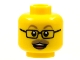 Part No: 3626pb2886  Name: Minifigure, Head Dark Tan Eyebrows and Moustache, Black Glasses, Open Mouth with Teeth and Tongue Pattern