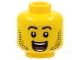 Part No: 3626pb2898  Name: Minifigure, Head Black Eyebrows, Beard, Open Mouth Grin, White Teeth, Red Tongue Pattern