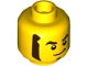 Part No: 3626pb2899  Name: Minifigure, Head Dark Brown Thick Eyebrows, Mutton Chops and Soul Patch, Lopsided Grin Pattern