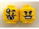 Part No: 3626pb2900  Name: Minifigure, Head Dual Sided Black Eyebrows, Moustache, Open Mouth Grin, White Teeth / Bandage on Forehead Pattern