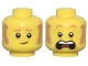 Part No: 3626pb2903  Name: Minifigure, Head Dual Sided Medium Nougat Eyebrows and Sideburns, Worried Lopsided Grin / Scared Open Mouth with Top Teeth and Red Tongue Pattern