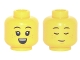 Part No: 3626pb2913  Name: Minifigure, Head Dual Sided Child, Black Eyebrows, Nougat Freckles and Chin Dimple, Small Open Mouth Smile with Top Teeth / Sleeping Pattern