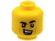 Part No: 3626pb2937  Name: Minifigure, Head Black Eyebrows, Left Raised, Medium Nougat Cheek Lines, Singing Open Mouth, Dark Pink Tongue Pattern