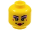 Part No: 3626pb2945  Name: Minifigure, Head Female, Black Eyebrows, Medium Lavender Eye Shadow, Magenta Lips and Cheek Spots, Smile Pattern