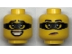Part No: 3626pb2956  Name: Minifigure, Head Dual Sided Female Black Eyebrows and Mask, Medium Nougat Lips, and Open Mouth Smile with Teeth / Frown Pattern