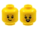 Part No: 3626pb2960  Name: Minifigure, Head Dual Sided Child Reddish Brown Eyebrows, Bright Light Orange Circles on Cheeks, Lopsided Grin / Open Mouth Smile with Top Teeth and Red Tongue Pattern