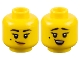 Part No: 3626pb2963  Name: Minifigure, Head Dual Sided Female Black Eyebrows and Beauty Mark, Medium Nougat Lips, Lopsided Grin / Surprised Open Mouth with Top Teeth Pattern