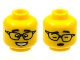 Part No: 3626pb2971  Name: Minifigure, Head Dual Sided Black Eyebrows, Glasses with Raised Eyebrows / Asleep with Glasses Crooked Pattern