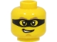 Part No: 3626pb2972  Name: Minifigure, Head Dark Tan Thick Eyebrows, Black Mask, Chin Dimple, Open Mouth with Teeth, Lopsided Grin Pattern