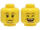 Part No: 3626pb3002  Name: Minifigure, Head Dual Sided Dark Tan Eyebrows and Goatee, Medium Nougat Cheek Lines, Neutral / Laughing with Closed Eyes and Open Mouth Pattern