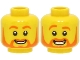 Part No: 3626pb3044  Name: Minifigure, Head Dual Sided Orange Eyebrows and Beard, Smile with Teeth / Large Smile and Raised Eyebrow Pattern