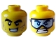 Part No: 3626pb3073  Name: Minifigure, Head Dual Sided Black Thick Eyebrows, Open Mouth Grin with Teeth and Dark Tan Smudges / Bared Teeth with Sports Goggles Pattern