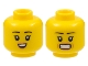Part No: 3626pb3096  Name: Minifigure, Head Dual Sided Female, Black Eyebrows, Peach Lips, Small Smile with Teeth / Stressed Pattern